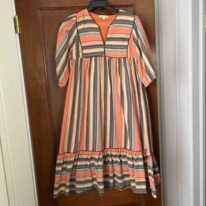 Saint Geraldine Striped V-Neck Dress